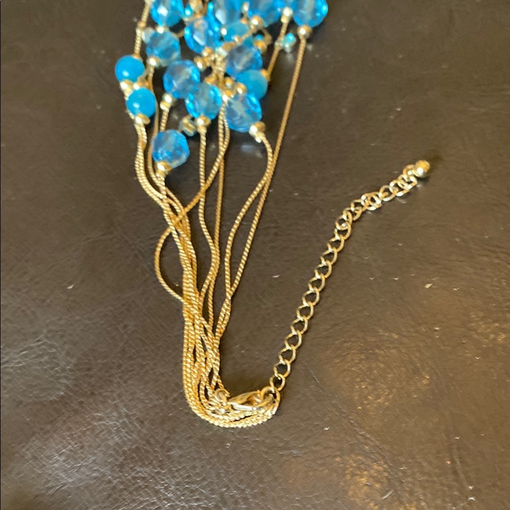Vibrant Blue Multi-Strand Necklace with Translucent Beads - Picture 4 of 4